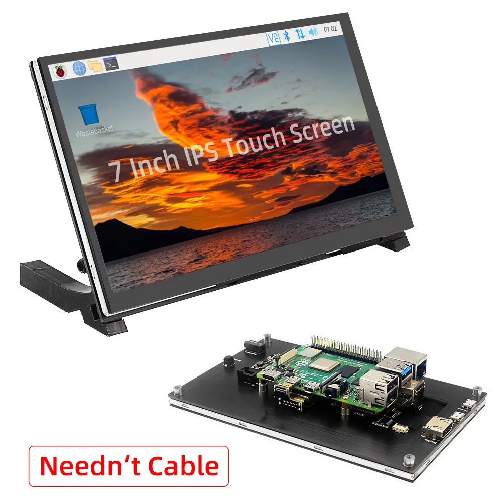 Raspberry Pi 5 7 Inch Touch Screen IPS 1024x600 HD LCD HDMI-compatible Display for RPI 4B 3B+ OPI 5