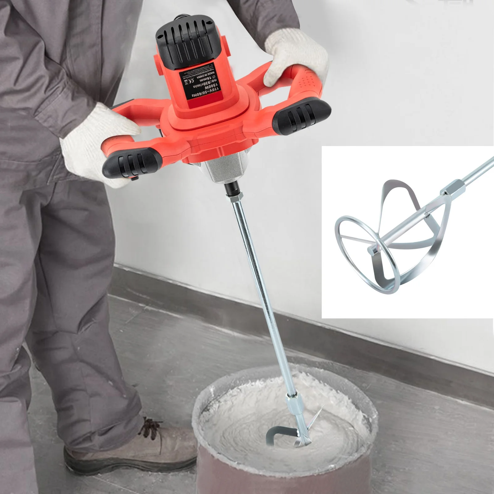 1500w 220v Mörtel mischer elektrischer Beton zement mischer Rührer Misch mörtel maschine 6-Gang mit