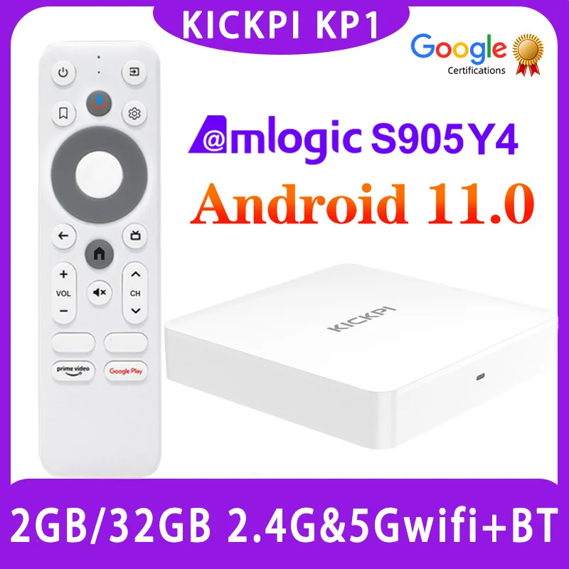 KICKPI KP1 Google Netflix TV Box Android 11.0 Amlogic S905Y4 2GB 32GB Media Player 4K Set Top Box