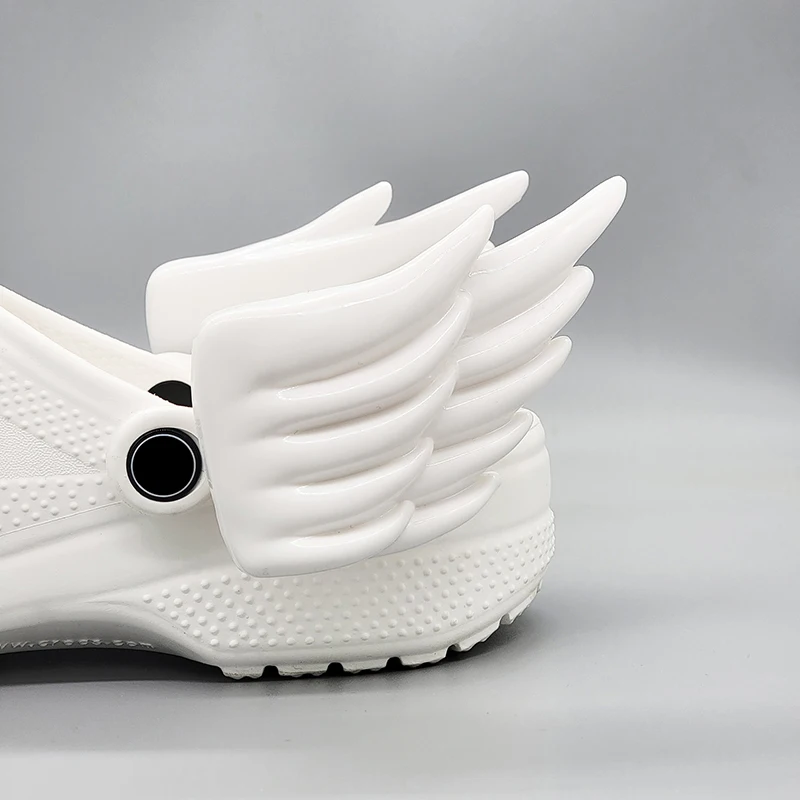 1Pair Fashion Angel Wings For Crocs Charms Designer DIY Quality All-match Shoe Accessories