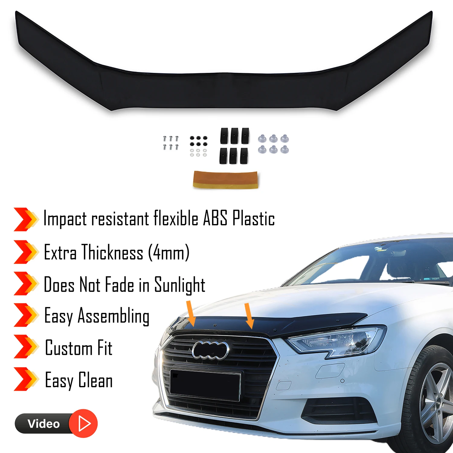 Hauben ab weiser schutz für Audi A3 (2007-2012)-(SD) Bug Shield Motorhauben schutz/4mm Dicke und