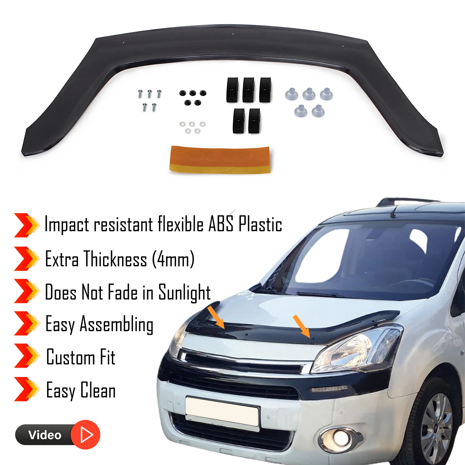 Hauben ab weiser schutz für Citroen Berlingo (2014-2017)-(Mini-Van) Bug Shield Motorhauben