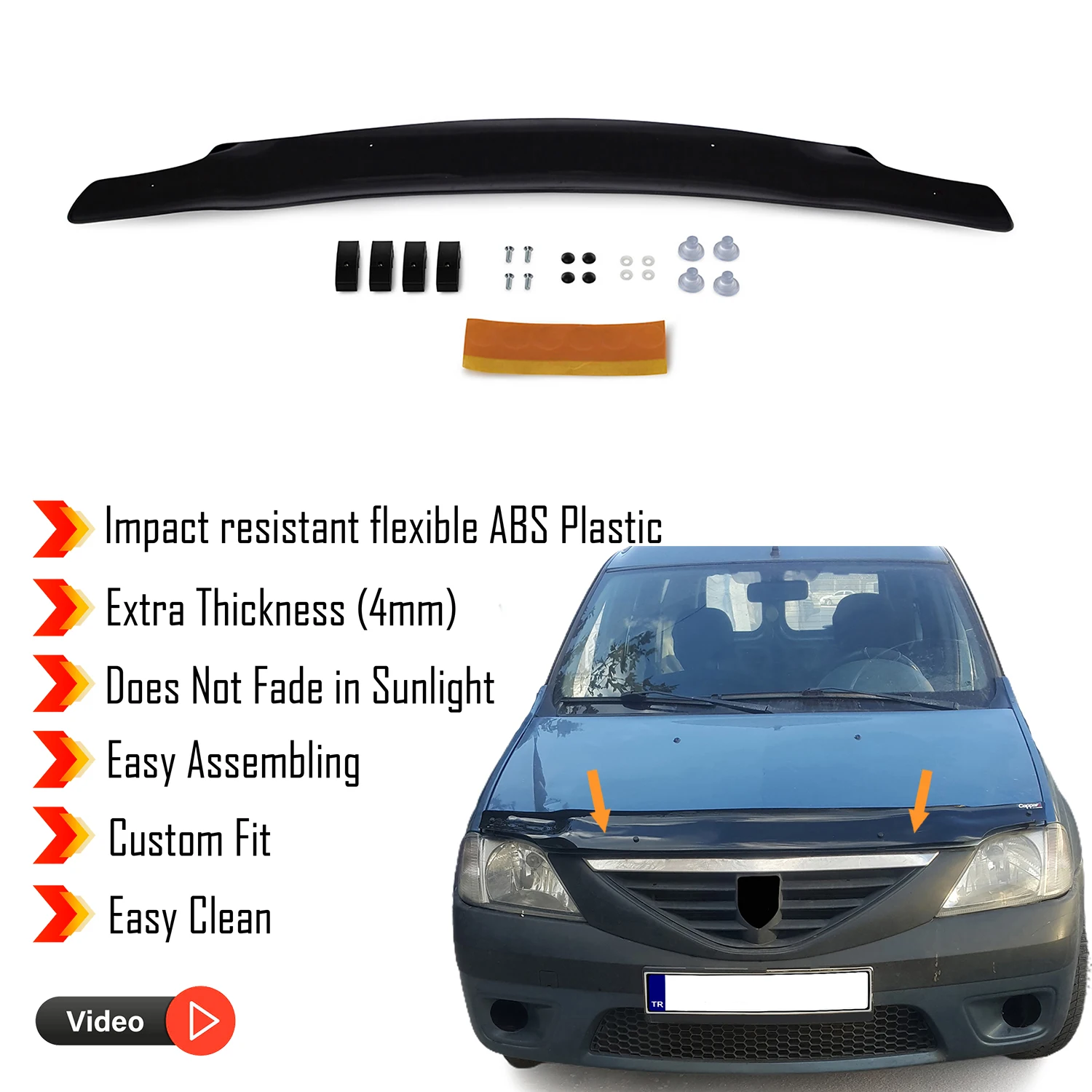 Hauben ab weiser schutz für Dacia Logan (2007-2012)-(sw) Bug Shield Motorhauben schutz/4mm Dicke und