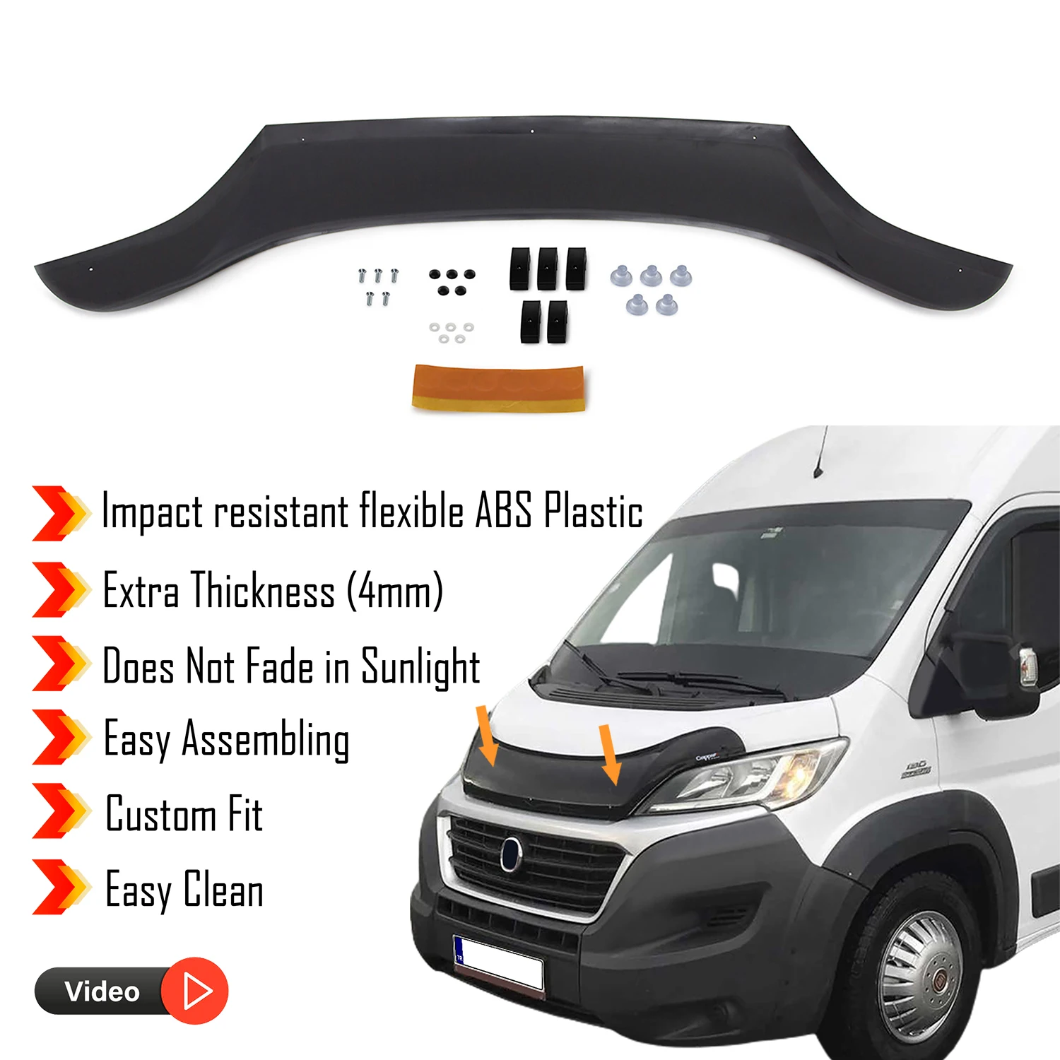 Hauben ab weiser für Fiat Ducato (2014) Bug Shield Motorhauben schutz/4mm Dicke und extrem haltbares