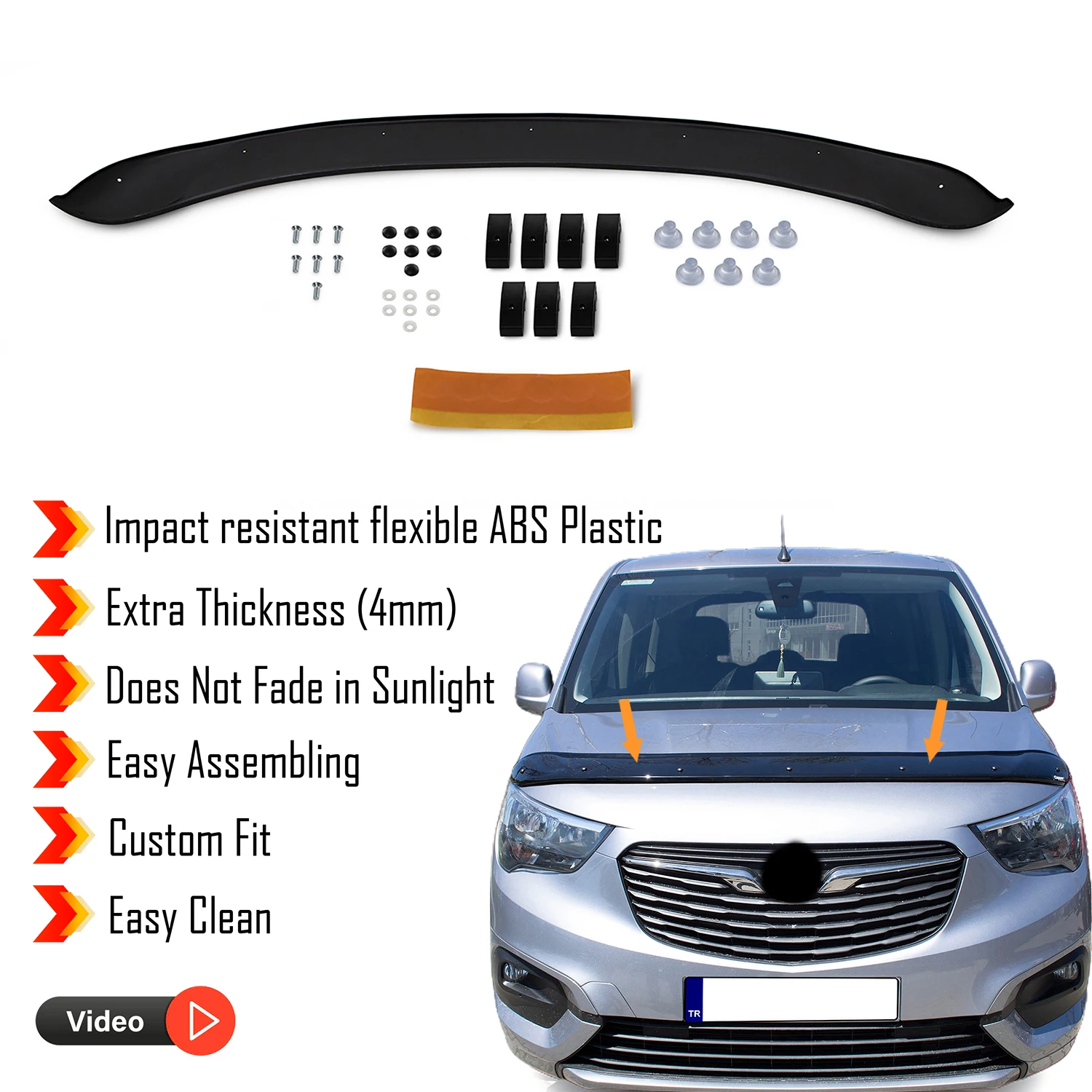Hauben ab weiser für Opel Combo e (2018) Bug Shield Motorhauben schutz/4mm Dicke und extrem