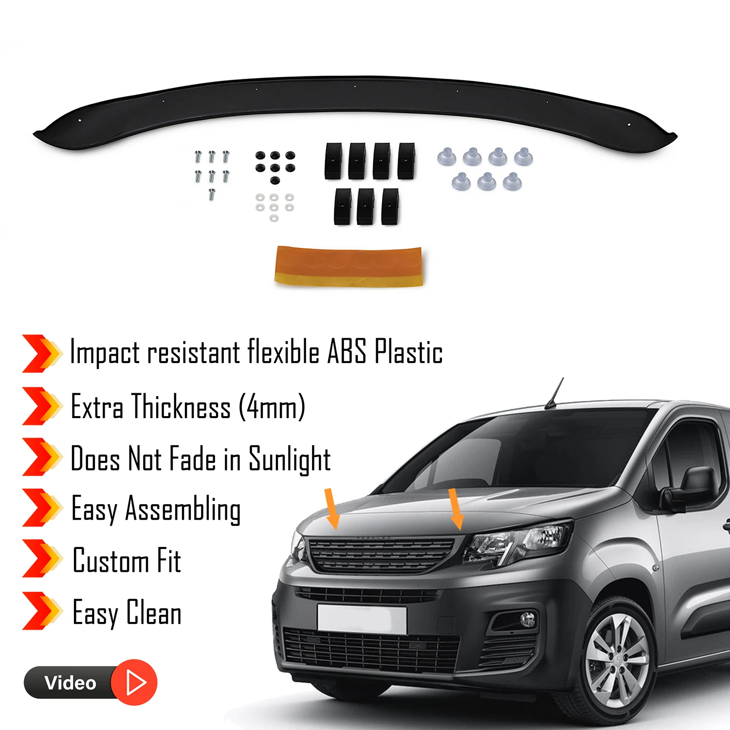 Hauben ab weiser für Peugeot Partner (2019) Bug Shield Motorhauben schutz/4mm Dicke und extrem