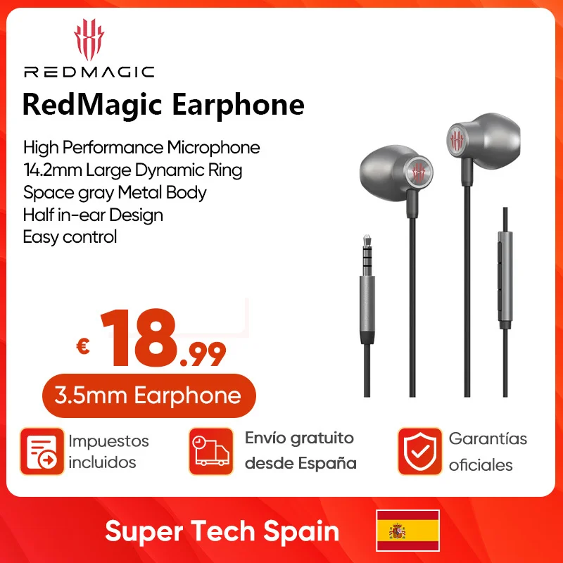 Original Nubia Red magic Spiel Kopfhörer für Red magic 9 Pro 3,5mm kabelloses halbes In-Ear-Design