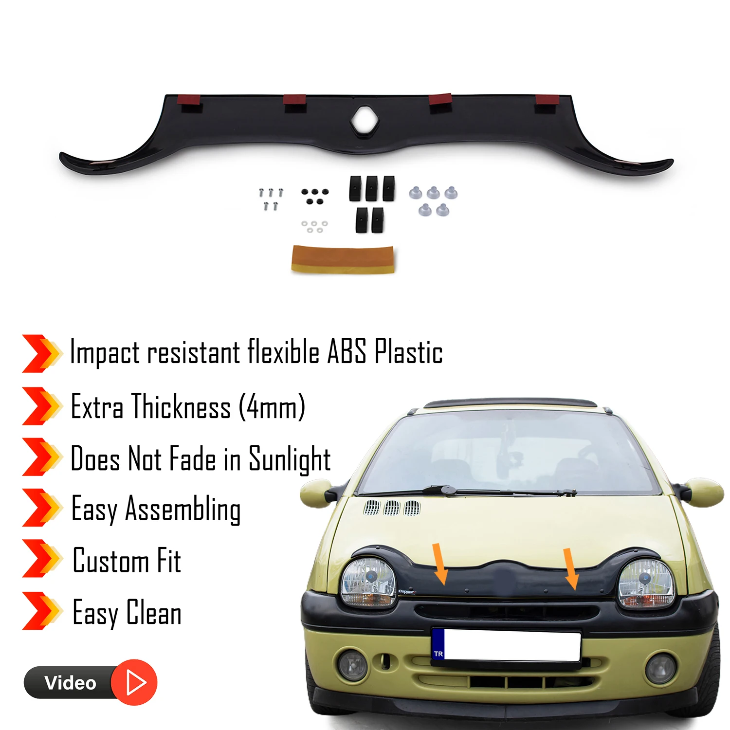Hauben ab weiser schutz für Renault Twingo (2007-2012)-(hb) Bug Shield Motorhauben schutz/4mm dickes