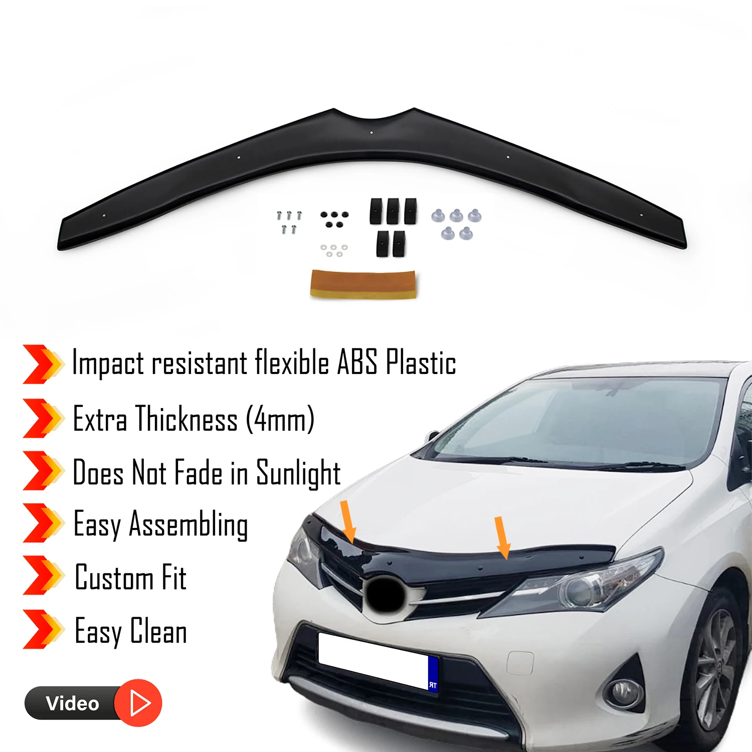 Hauben ab weiser schutz für Toyota Auris (2007-2012)-(hb) Bug Shield Motorhauben schutz/4mm dickes