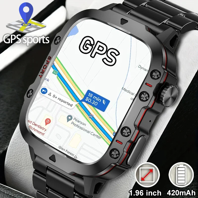 New Men Military Smartwatch Bluetooth Calling GPS Sports Tracking Outdoor Altitude Pressure IP68