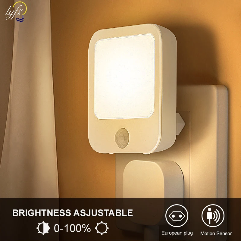 Night Light Motion Sensor With LED Light EU Plug Lamps Children'S Night Light Wireless Night Lamp