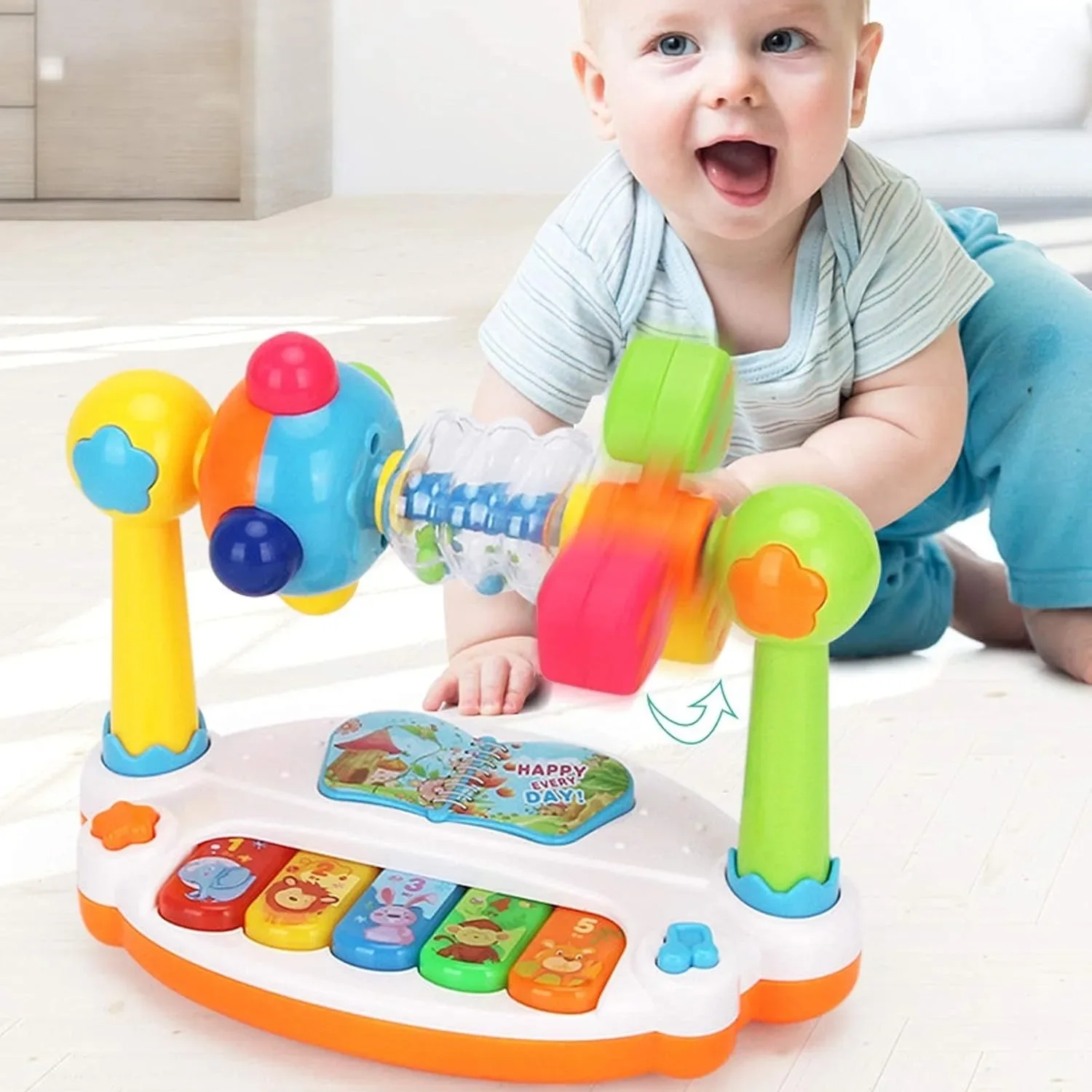 Baby Piano Toys Kids Rotating Music Piano Keyboard with Light Sound  Musical Toys for Toddlers Early