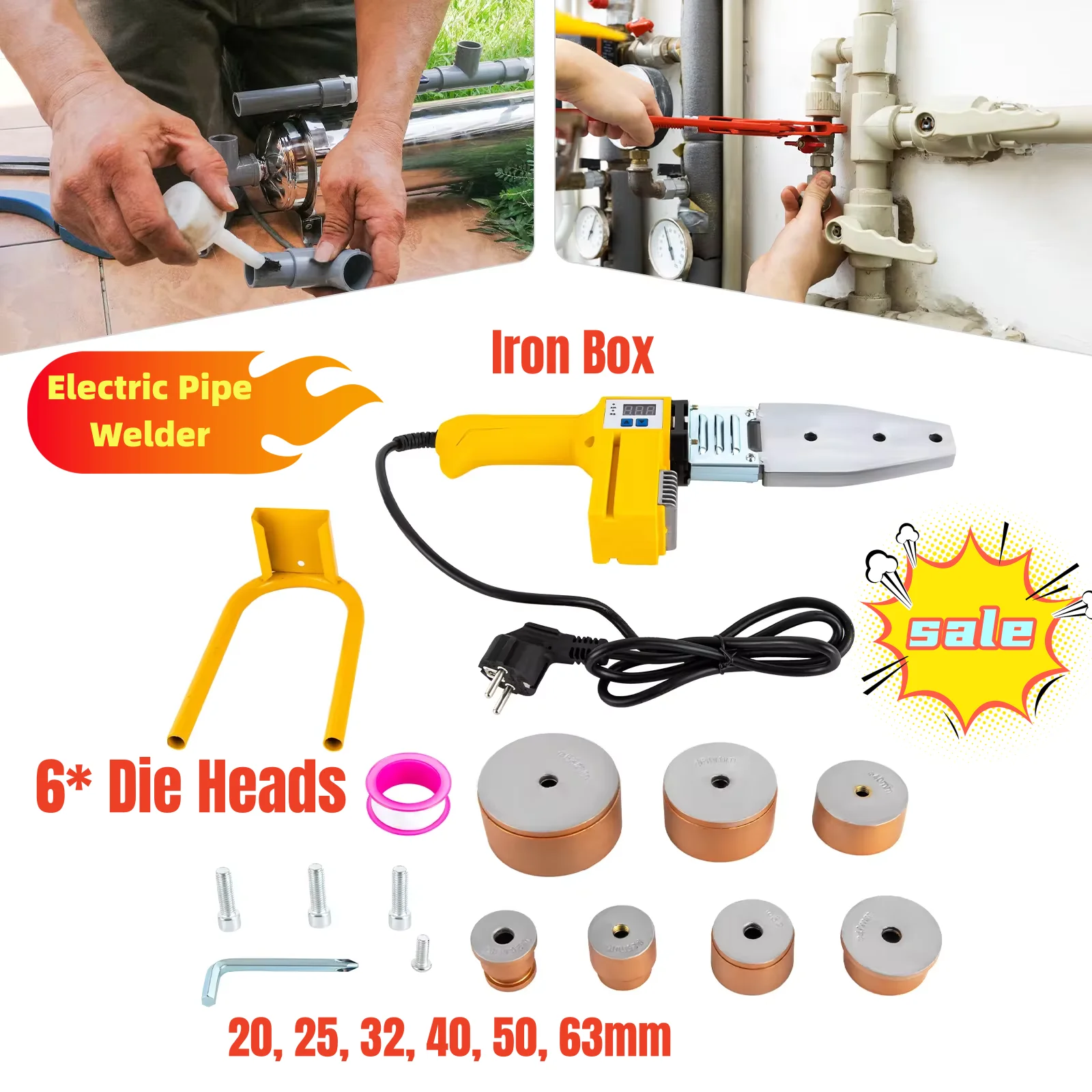 Elektro rohrs chweiß gerät Peldrohr-Schmelz werkzeug ppr, pe, pp, hdpe, pvc und ppc 20-63mm