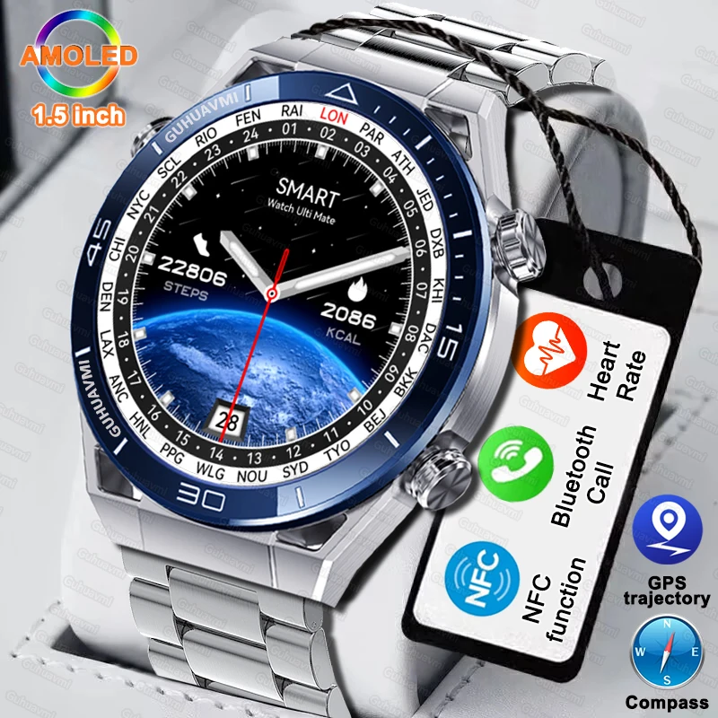 2024 neue nfc smartwatch männer bluetooth call gps tracker motion fitness kabellose ladung