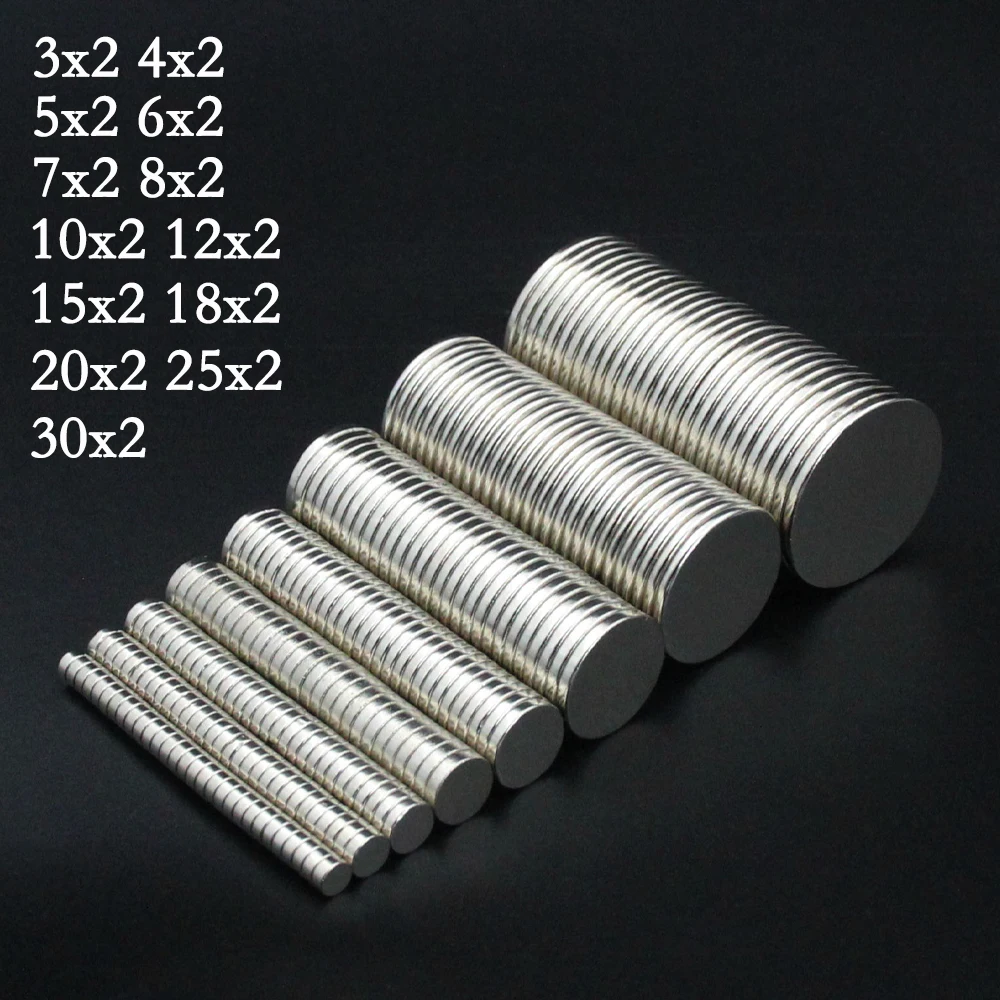 Runder Magnet 3/4/5/6/7/8/10/12/15/18/20/25/30x2mm Neodym n35 permanent ndfeb superstarke leistungs