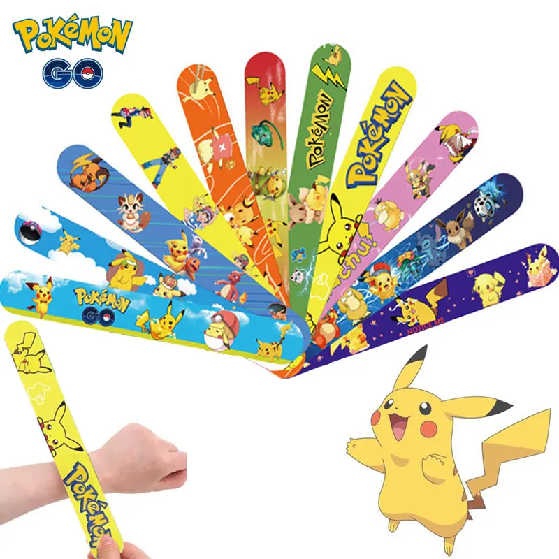 3/6/12pcs Pokemon Bracelets Pikachu Figures Anime Wristband Child Slap Band Puzzle Toys Boys Girls