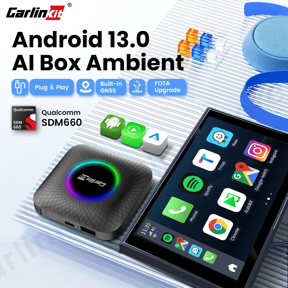 Carlin kit sdm660 tv box android 13 qualcomm 8 core carplay android auto drahtlose adapter