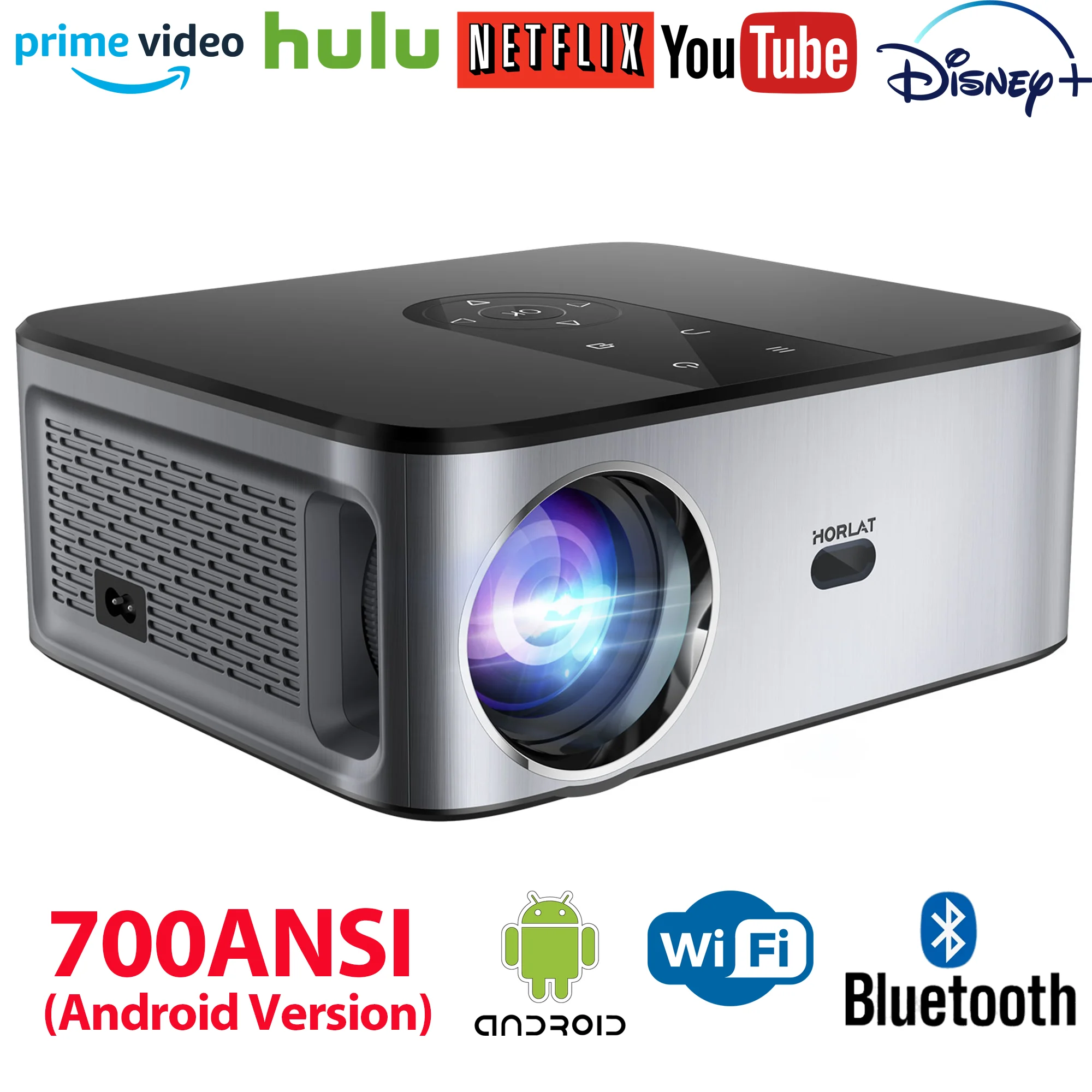HORLAT-Projetor LED Portátil  Android 4K  700ANSI  Full HD  Vídeo 1080P  Home Theater  Auto