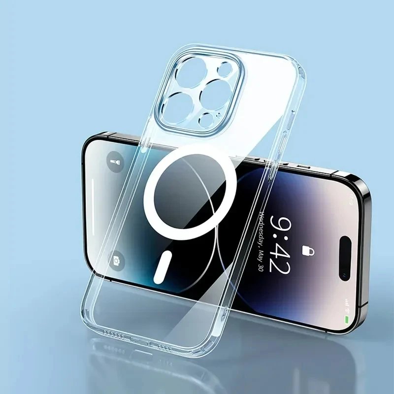 Transparente magnetische Telefon hülle für iPhone 15 14 Pro Max 13Pro 12 11 15plus Schutzhülle für