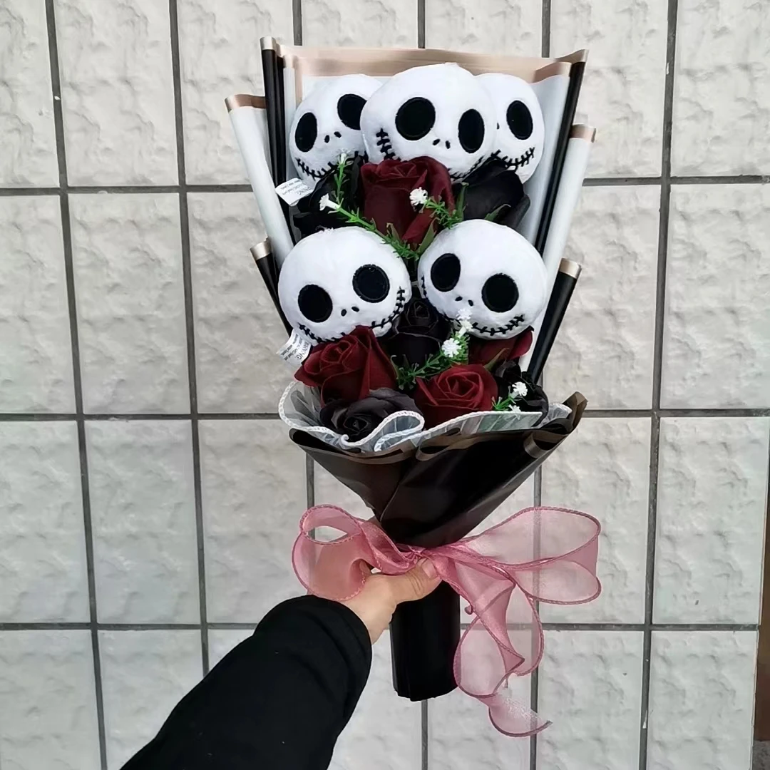 Halloween Jack Skellington Plush Bouquet Doll Toys Stuffed Terror Skull Ghost Christmas