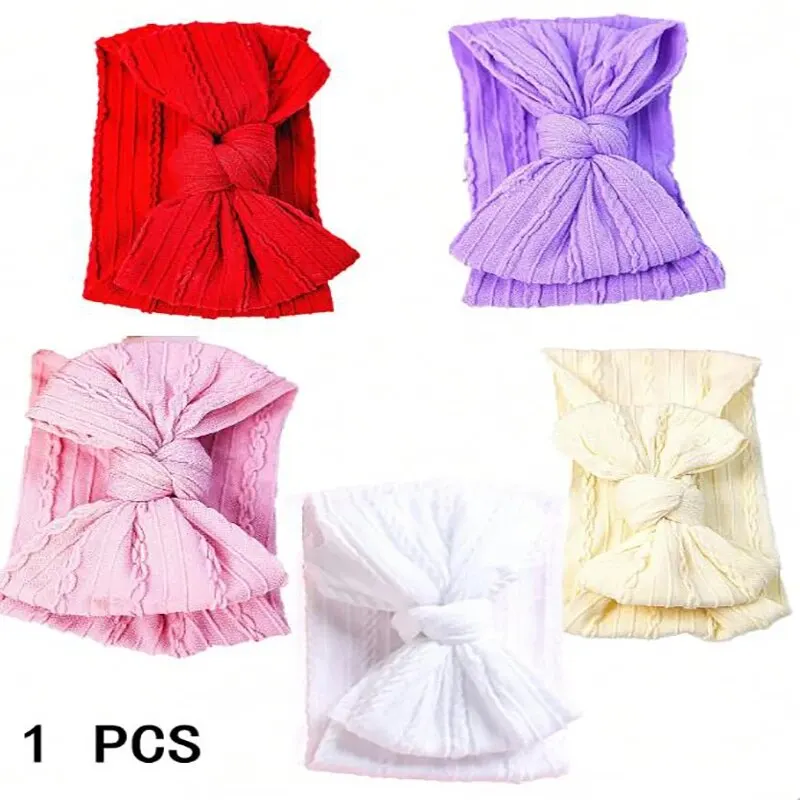 Baby Kinder einfache Jacquard Nylon Schleife breit krempige Stirnband Doppel knoten Stirnband