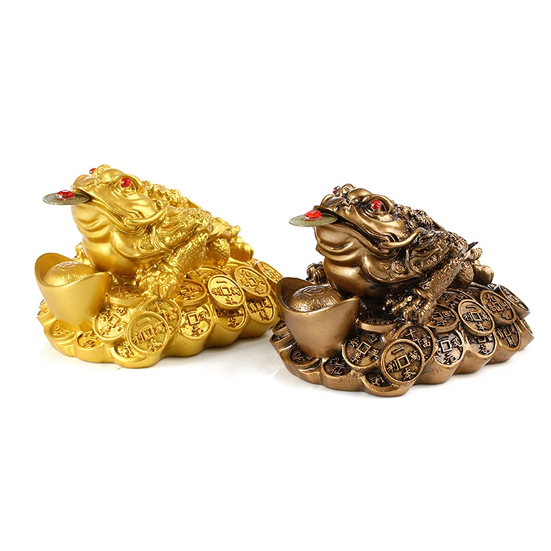 5cm Reichtum goldene Frosch Kröte Münze chinesisches Glück Feng Shui Geld Home Office Dekoration