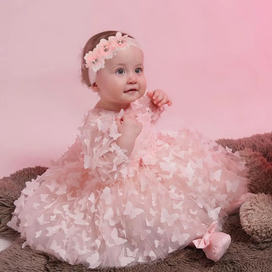 Kinder Mädchen Prinzessin Kleid Kleinkind Langarm Geburtstags feier Kostüm Schmetterling Design Baby