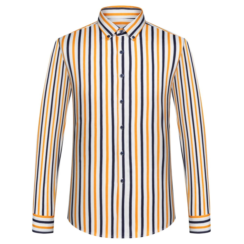 Stilvolles, dehnbares, gestreiftes Button-Down-Hemd für Herren – bequemes, langärmliges Business-