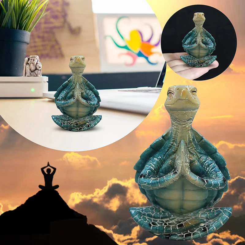 Meeres schildkröte Figur meditierende Statue Zen Yoga Schildkröte Miniatur Skulptur Harz Ornament