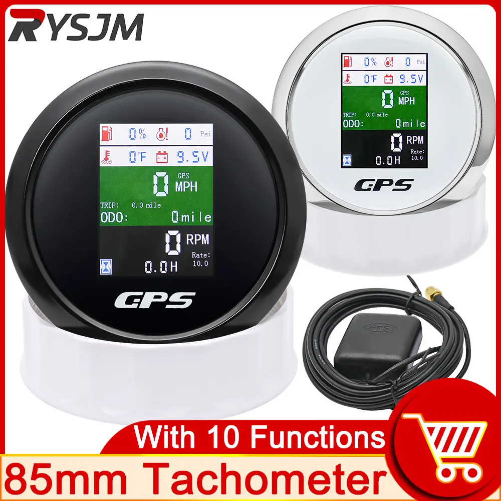 Ad 85mm Drehzahl messer GPS Tachometer Kraftstoffs tand Wasser temperatur Öldruck messer mit Alarm