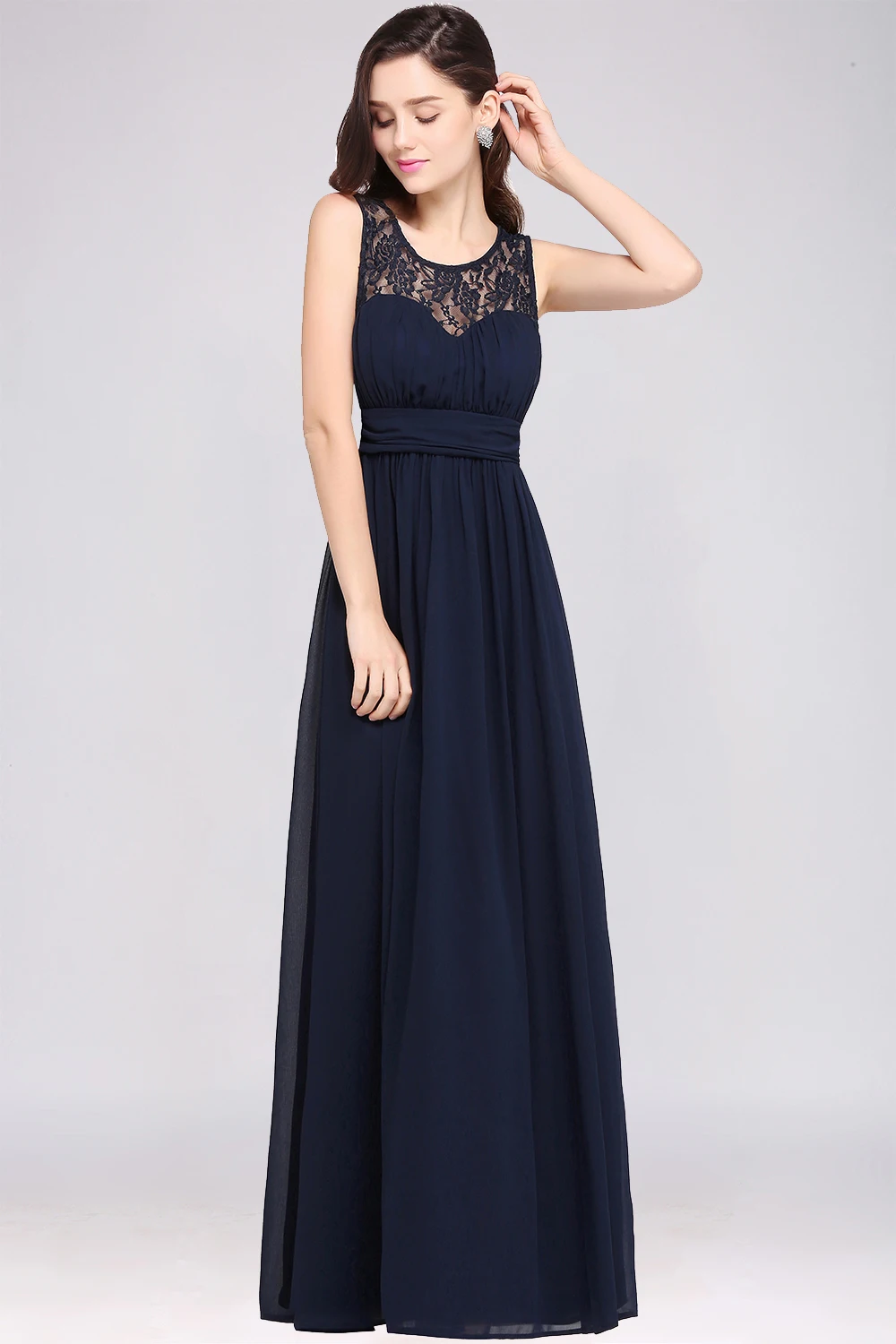 Baby online einfache Spitze Brautjungfer Kleider für Hochzeits feier Frauen Chiffon lange Vestidos