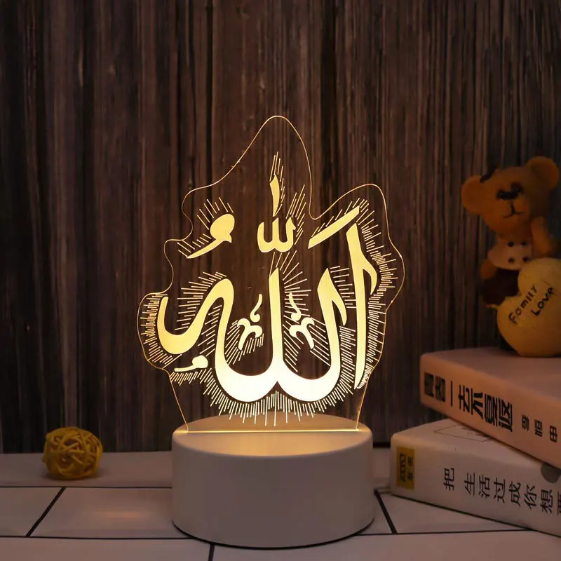 3d führte Nachtlicht eid Mubarak dekorative Lampe Ramadan Ornament Home Schlafzimmer Dekoration