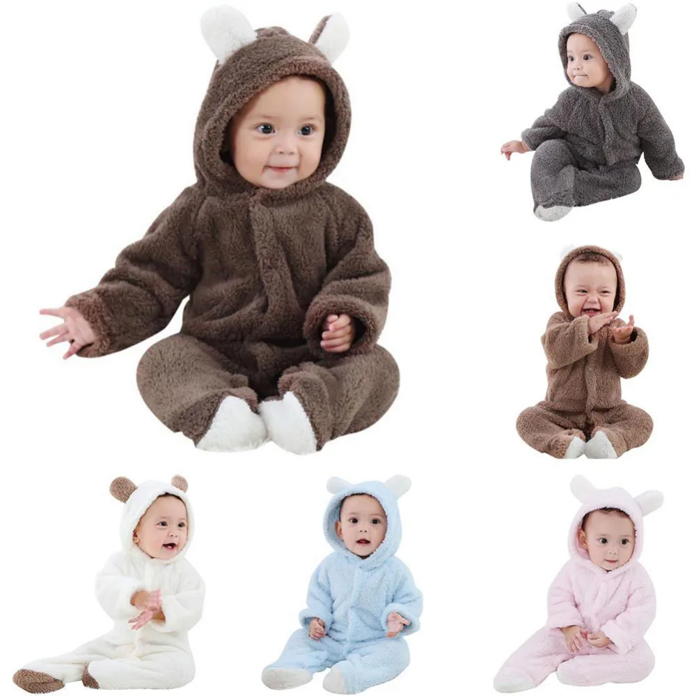 Herbst und Winter Baby einteilig kleiden warmes langes Kleinkind einteilig outfit soft einfarbig
