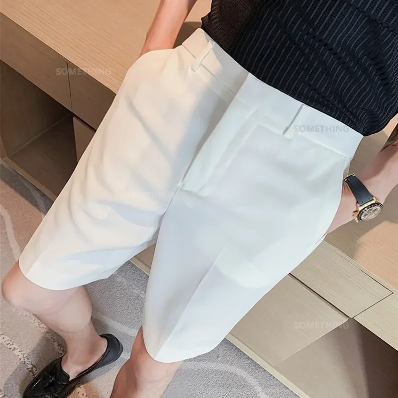 Neue Sommer dünne weiße Shorts Herren gerade koreanischen Stil Mode Business einfarbig lässig Baggy