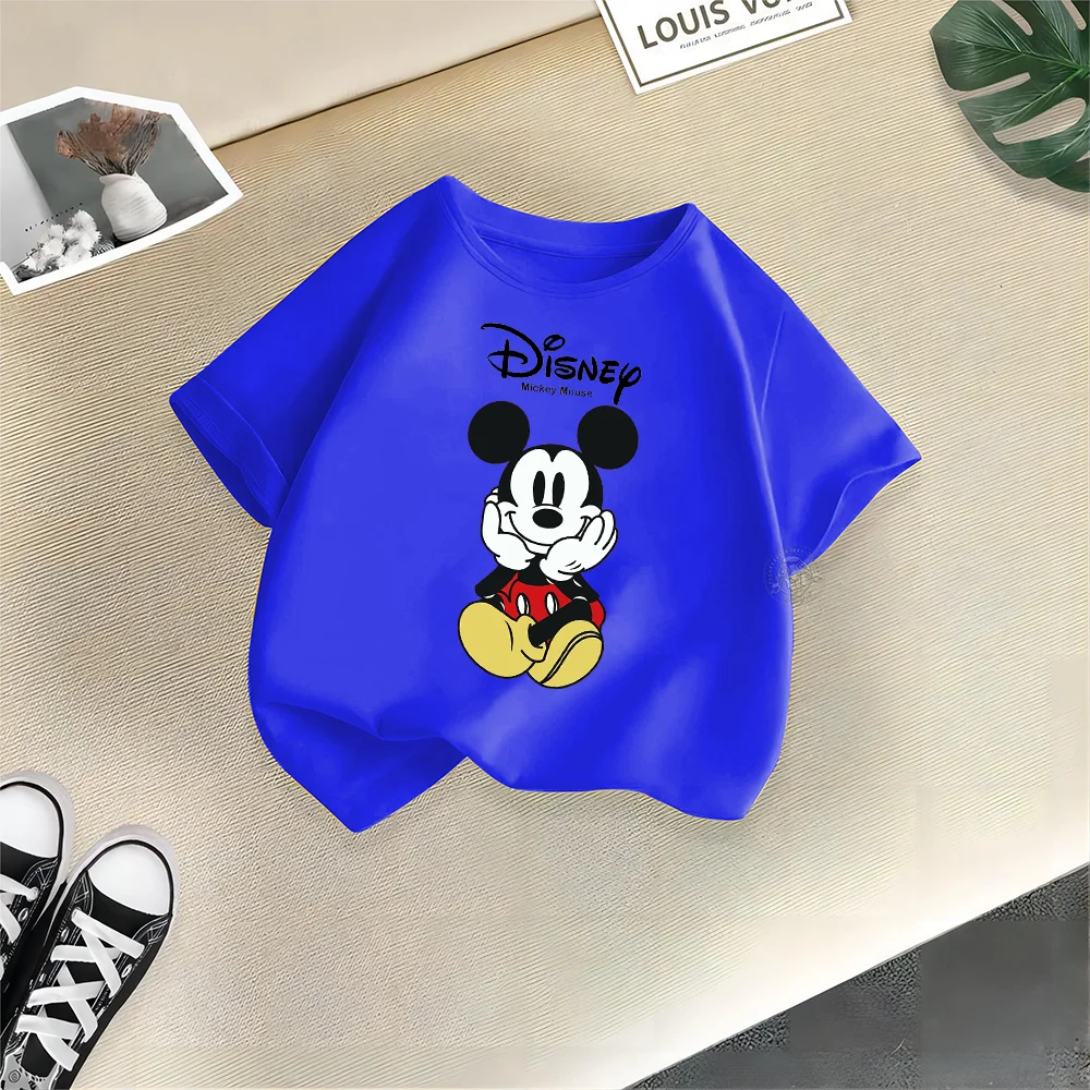 Disney Sommer Mickey Print Baby & Kleinkind lässig Rundhals Baumwolle T-Shirt Jungen & Mädchen Top