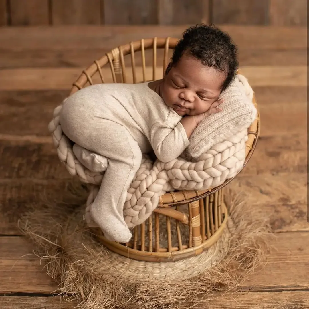 Neugeborene Fotografie Requisiten Baby Retro handgemachte runde Bambus Stuhl Rattan Bett Sofa Baby