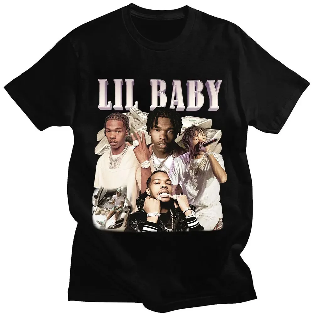 Hip Hop Rapper Lil Baby T-Shirt Vintage Grafik T-Shirt übergroße Baumwolle Kurzarm T-Shirts
