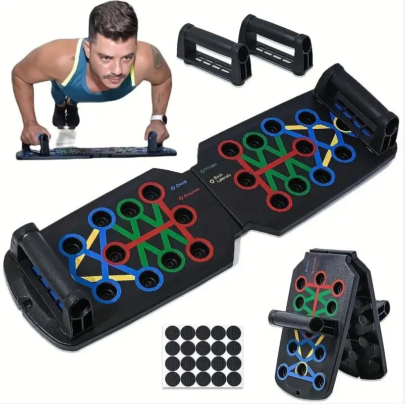 Portable Multifunctional Push-up Board Set With Handles Foldable Fitness Equipment For Chest Abdomen