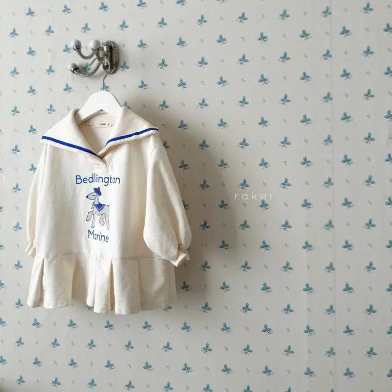 2023 frühjahr Neue Baby Mädchen Langarm Casual Kleid Infant Mädchen Cartoon Print Kleinkind Navy