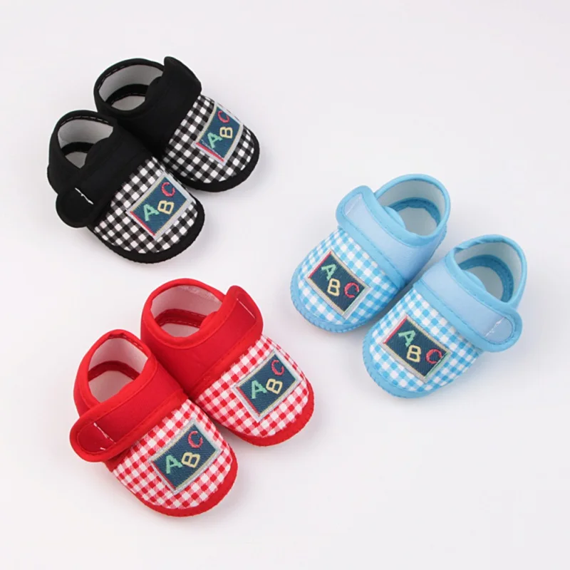 Plaid Neugeborenen Babys chuhe Stickerei Säugling First Walker Schuhe Baumwolle Kleinkind weiche