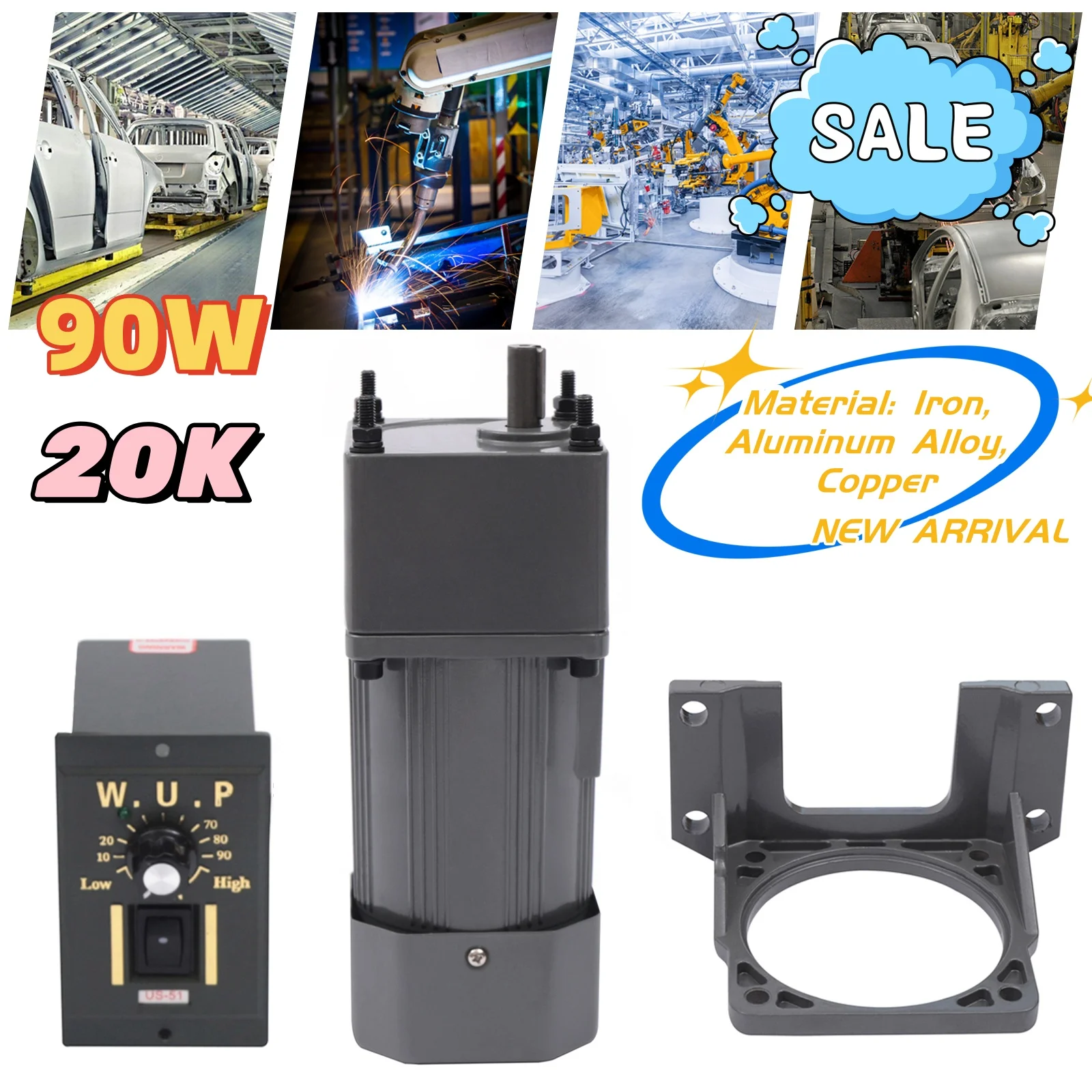 20k 90w Getriebe motor Drehzahl regel motor mit Getriebes teuerung und Halterung 220V