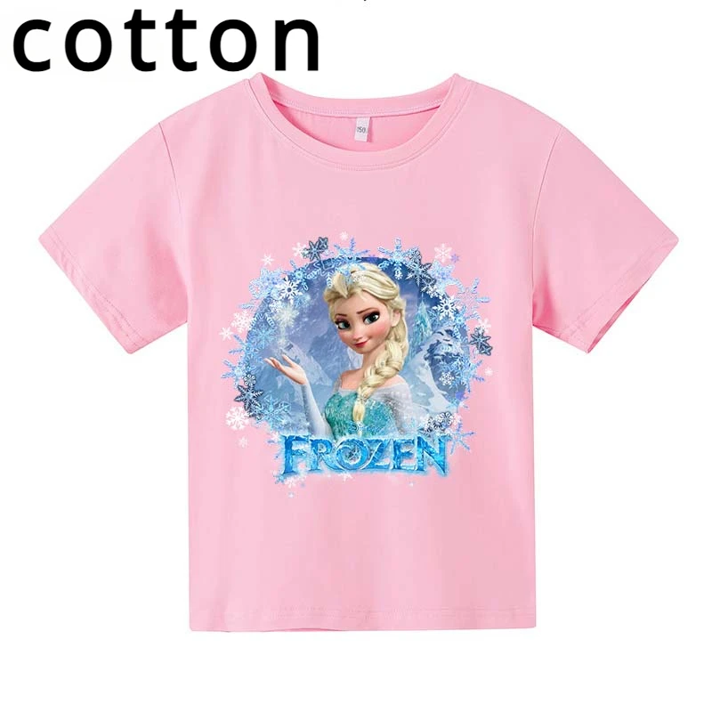 Süße gefrorene Kinder Kleidung Kinder Sommer Mode Elsa Baumwolle T-Shirt Baby Jungen Cartoon