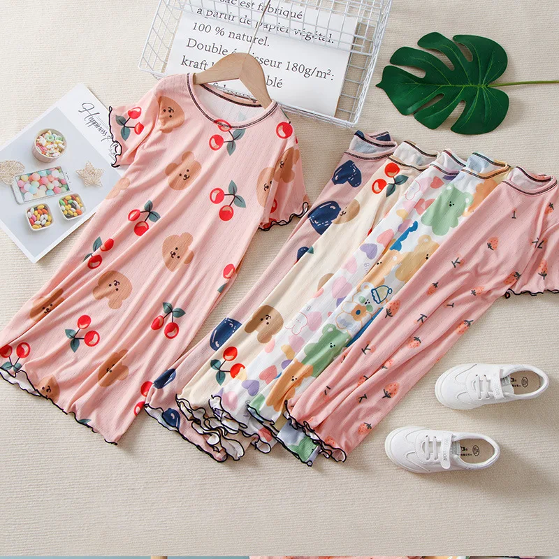 2024 Sommer Kinder Nachthemd für Mädchen Prinzessin Pyjamas Teenager Mädchen Nachthemd Baby Nacht