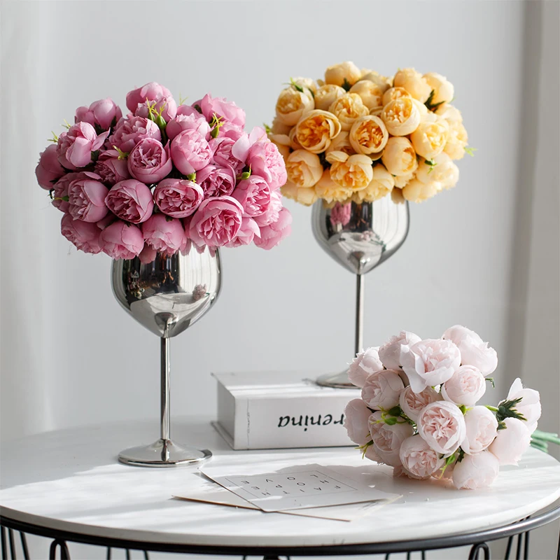 27 Köpfe Seide Rose künstliche Blumen Braut sträuße Knospe für Vase Hochzeit Valentinstag Home Room