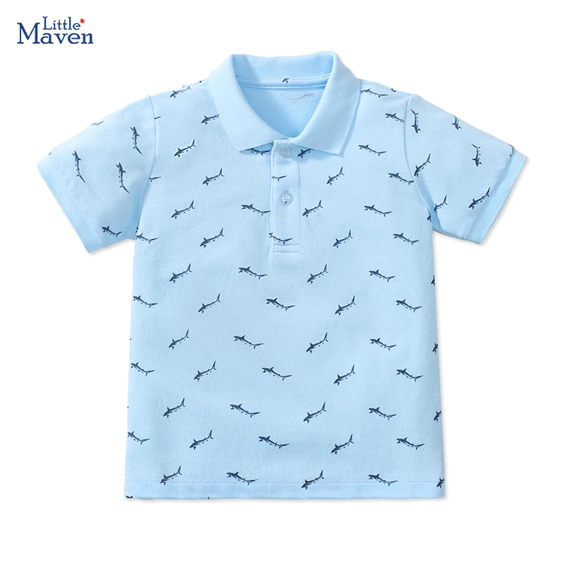 Kleine Maven 2024 Kinder kleidung T-Shirts Sommer Cartoon Haie Polos hirts Baby Jungen lässig Kinder