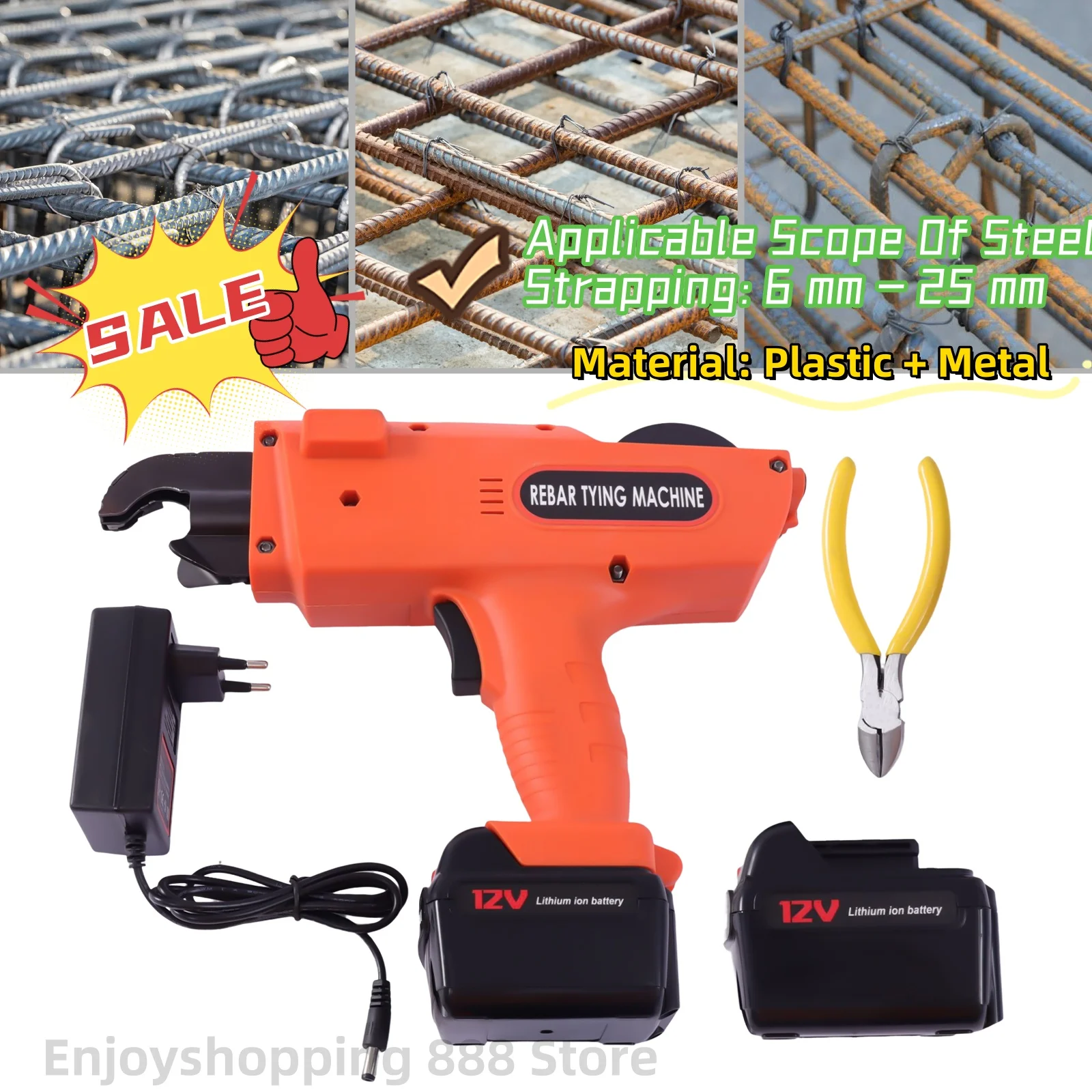 Automatische Bewehrung binde maschine 6-25mm Handum reifung maschine mit 2 Batterien