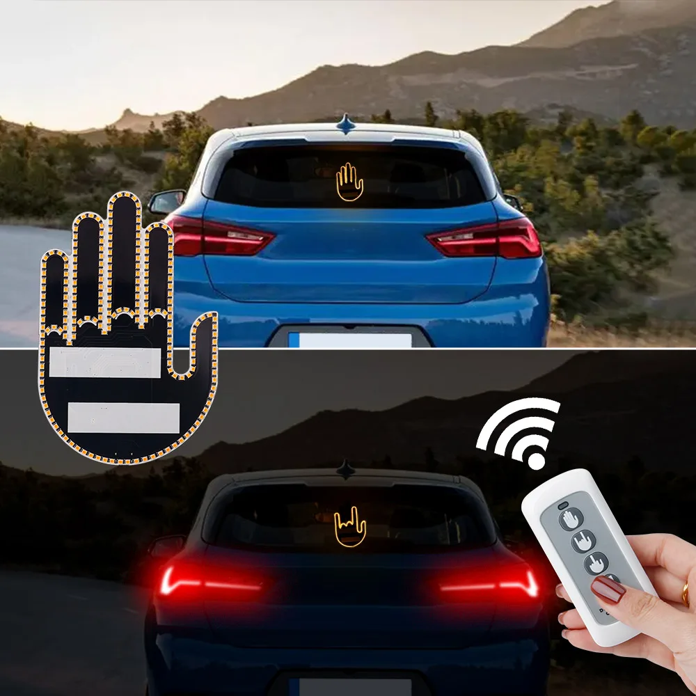1 Satz Auto Finger Licht LED Auto Innen licht cool lustig Mittelfinger Auto Zubehör Geste Licht 12V