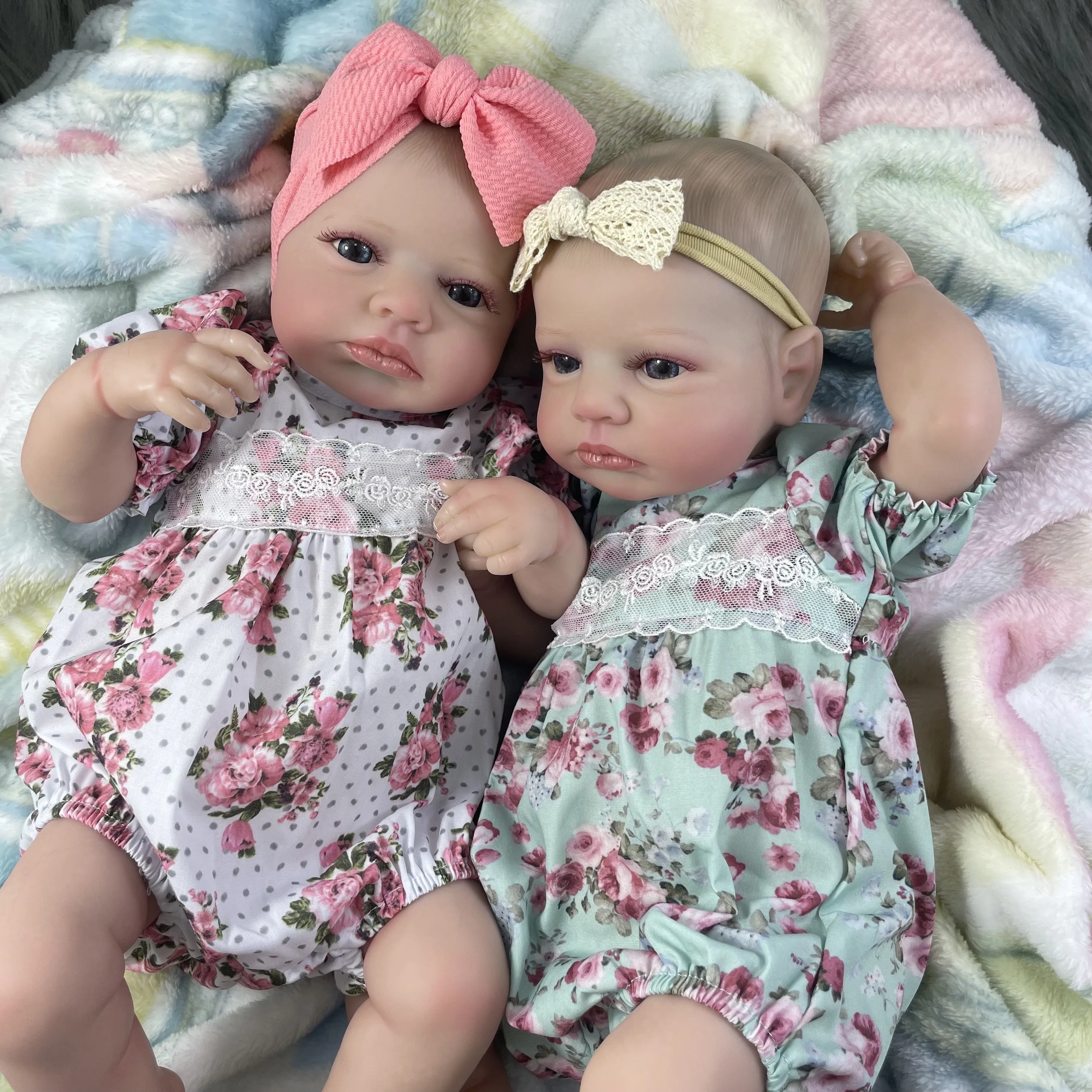 Mrb 50cm loulou wachen Zwillinge Mädchen wieder geborene Baby puppen lebensechte Silikon Vinyl