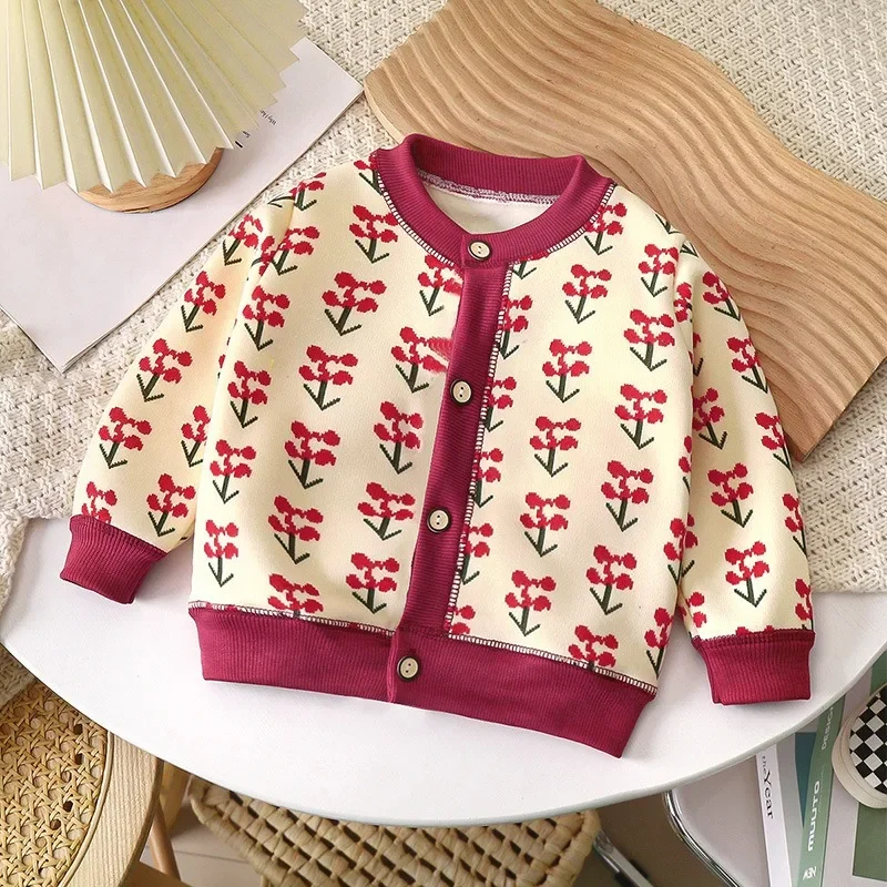 Verdickte äußere Pullover Kinder vielseitige Strickjacke für Jungen und Mädchen Baby warme