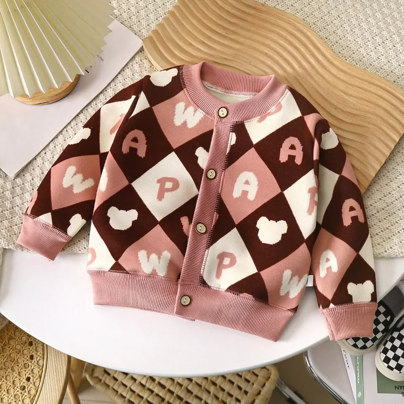 Jungen und Mädchen Baby warme Strickjacke Kinder vielseitige Strickjacke für verdickte Außen